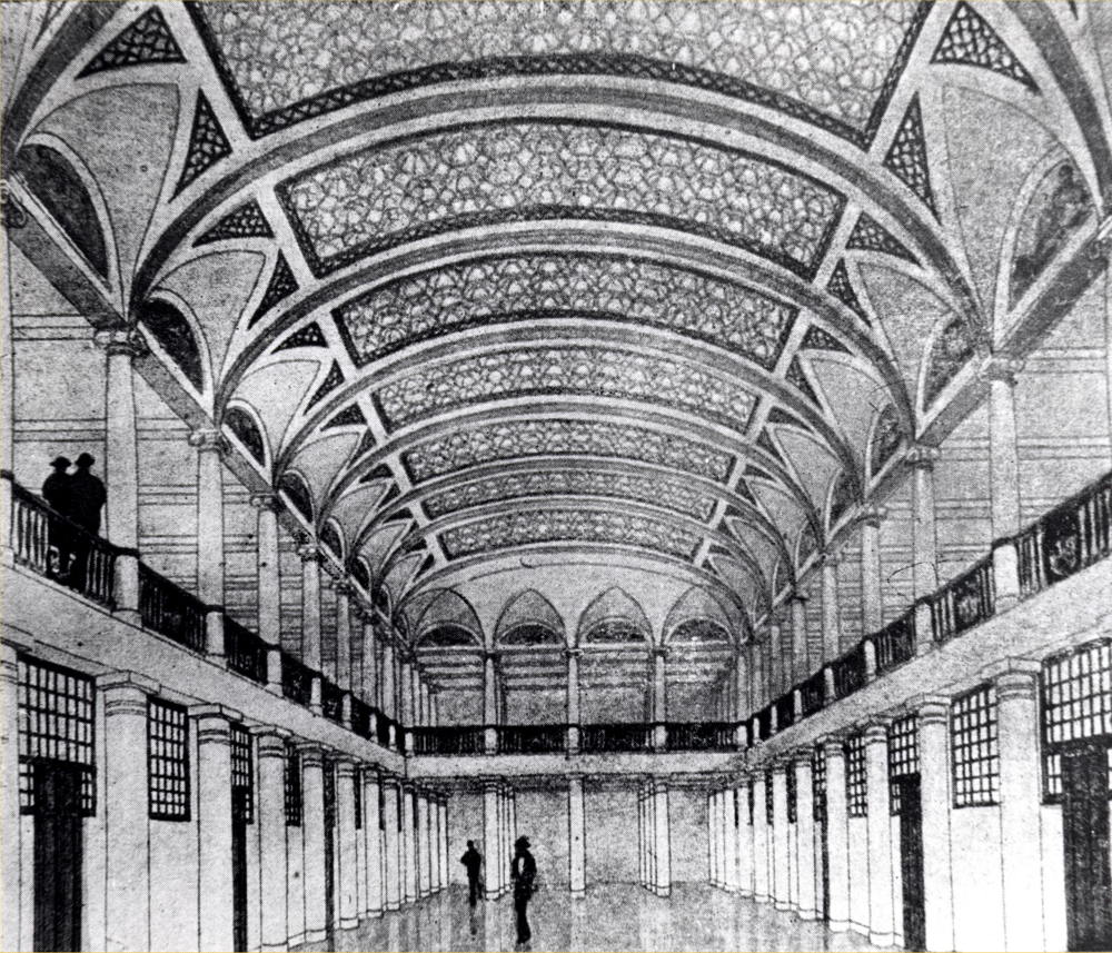 Projecte de l'arquitecte Lluís Planas i Calvet de 1913 per la reforma del pati central de l'Escola d'Enginyers.. Autoria desconeguda. (CAT AGDB R. 18783)